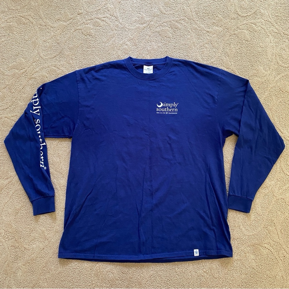 Simply Southern Blue Long Sleeve T-Shirt Yeller Yellow Lab Size XL Cotton